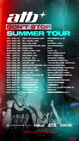 Meet me this summer on tour ☀️ 🎟️: atb-music.com/tour #ATBFamily #nightlife #dj #electronicmusic #dontstop 