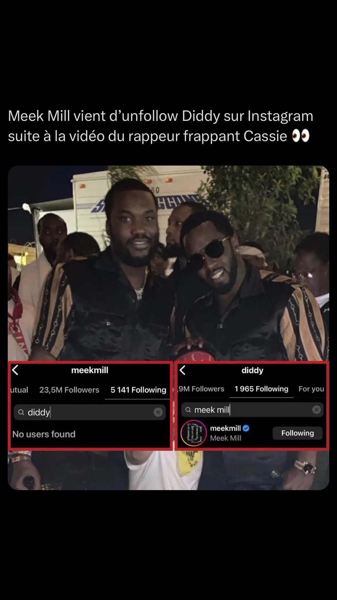 🚨MEEK MILL unfollow DIDDY suite à la vidéo de DIDDY frappant CASSIE #pourtoi #fyp #fly #viral #meekmill #diddy #foryou #rap #actu 