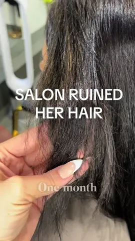How I saved some other salons terrible service that burned down my clients hair 😳 #salondisaster #burnedhair #ruinedhair #hairhealth #hairbotox #hairyreatment #hairtransformation 