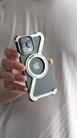 This iPhone-specific metal stand phone case is so cool! #iphonecase #iphonecases#iphonemetalcase#iphone15promax #phonecase #coolthings #usa_tiktok #umboxing #fyp #foryou #techtok#magsafecase 