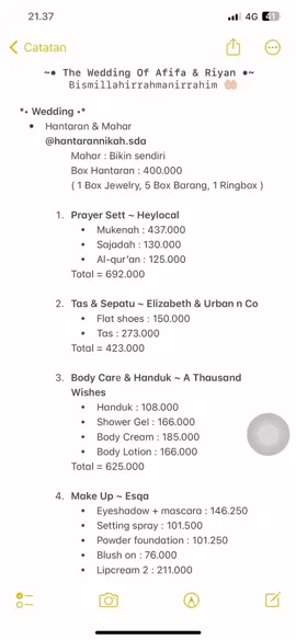Ini ya list seserahan dan harganya 🤍  #seserahanpernikahan #listseserahannikah #listseserahan #nikah #jalasenastri 
