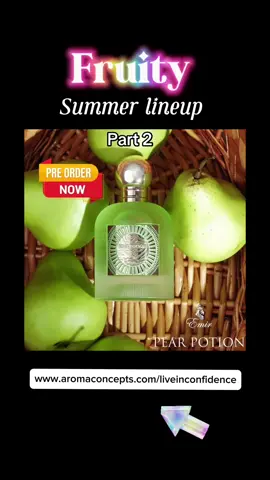 🍐Fruity Summer Lineup Part 2!🍐You are going to be so excited! Pear Potion will be released on May 25th!! to get this perfume and others head on over to aromaconcepts.com/liveinconfidence you will save 10% on your whole purchase! #pear #pearpotion #perfume #perfumetiktok #arabicperfumes #arabic #gourmand #fruity #summervibes #summerperfume @AROMA CONCEPTS FL 