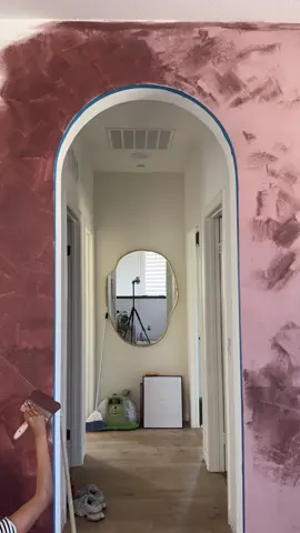 Another day another limewash color 🤭 dare i say im in my colorful era 💅🏽 #limewash #diyarchway #homediyproject #DIY #homeimprovementprojects 