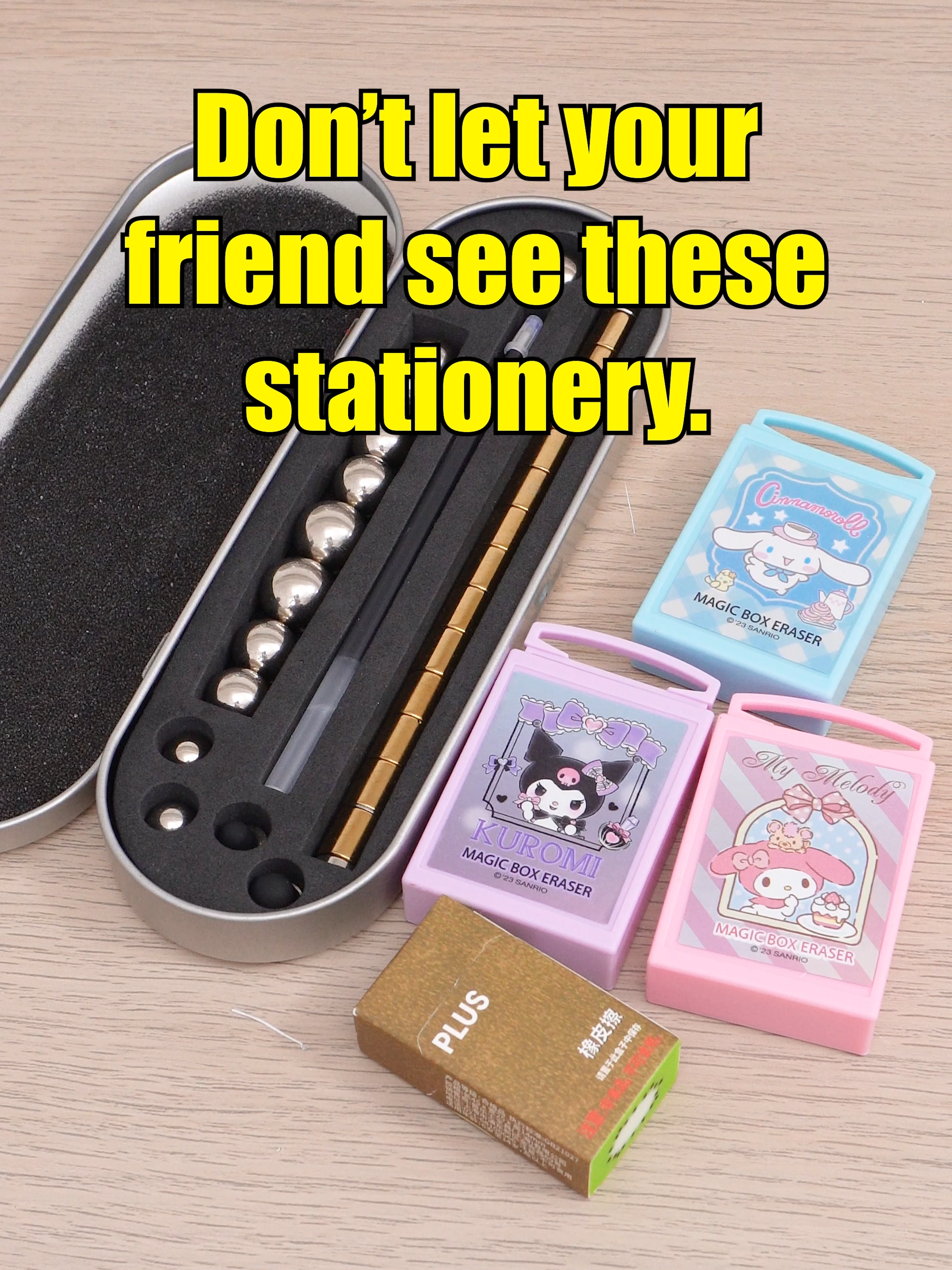 Why does my friend eat lipstick?🔎Sanrio Magic Box Eraser🔎Plus Air-In Fruits Eraser🔎Magnet Fidget Pen #capcut #stationerypal #stationery #fyp