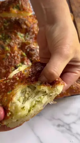Garlic Butter + Cheese Stuffed Focaccia 🧄🌿 #focaccia #garlicbread #breadtok #foodporn #viraltiktok 