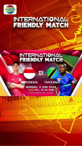Jelang laga kualifikasi Piala Dunia 2026, Indonesia dengan kekuatan penuh akan menghadapi salah satu tim Afrika, Tanzania!  Saksikan selengkapnya, Minggu 2 Juni 2024 pukul 15.30 WIB hanya di @Indosiar  dan @Vidio yaa.  #IndosiarRumahSepakbolaIndonesia  #IndosiarSports  #TimnasDay 