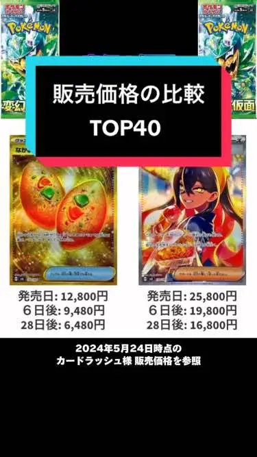 ※2024年5月24日時点のカードラッシュ様販売価格を参照 #変幻の仮面 #カードラッシュ #ポケカ #ポケカ相場 #ゼイユ 