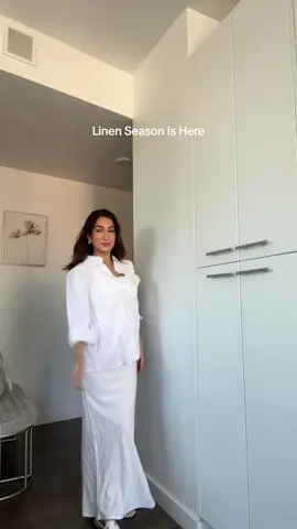 I have a solid hour before I get any kind of food stain or coffee on this outfit 🤍 #linen #OOTD #outfitideas #fashiontiktok #fashion #fypage #outfitideas 