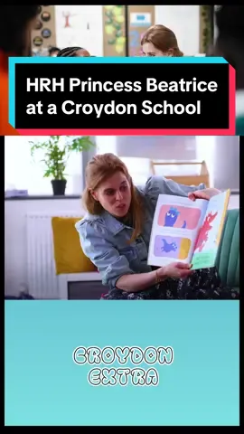 HRH Princess Beatrice surprised children at West Thornton Primary School in #Croydon with a special storytime, reading this year's winning Oscar's Book Prize picture book When Dinosaurs Walked the Earth, by Sean Taylor and Zehra Hicks, to the year one and reception class. #croydonextra #uknews #royal #royalfamily #princessbeatrice #hrh 