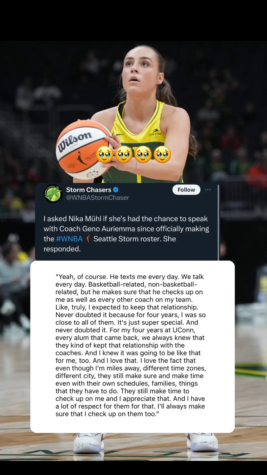 nika and geno’s relationship 🥲 #nikamuhl #uconnhuskies #uconn #foryou #uconnbasketball #womensbasketball #genoauriemma #uconnwomensbasketball #fyp 