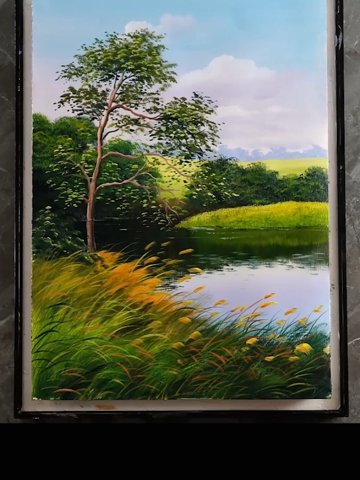 How to draw beautiful scenery with acrylic #scenery #beautifull #acrylicnails #acrylicpainting #illustration #sceneryvideos #naturephotography📷 #nature #drawing