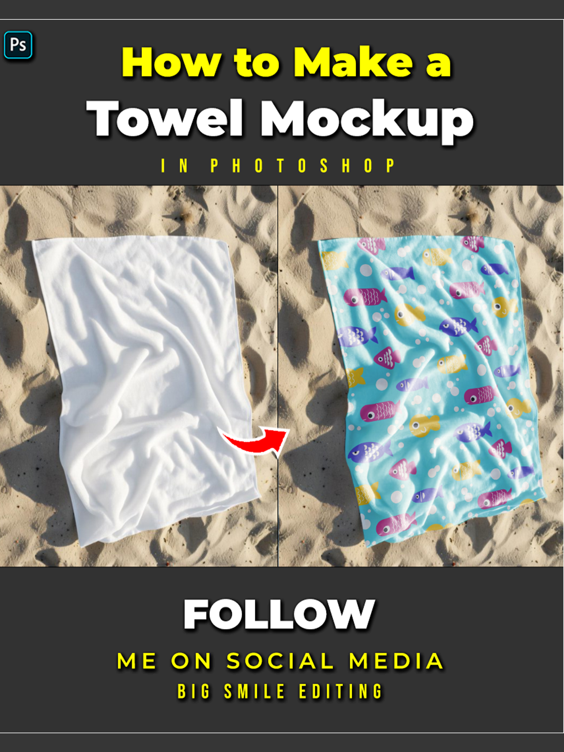 How to make crumpled towel mockup in photoshop #photoshoptricks#tutorial#designer#photoshop#photography#adobe#bigsmileediting