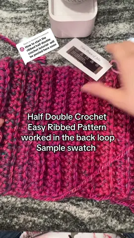 Replying to @YarnOver Ribbed Half Double Crochet  Pattern- worked in the back loop Sample swatch. Crochet half doible crochet tutorial. How to start a project. This stitch and pattern is easy great for beginners and can be used to make alot of different items - beanie hart, scarfs, blankets and more! #crochetersoftiktok #crochettutorial #crochettutorialforbeginners #halfdoublecrochet 
