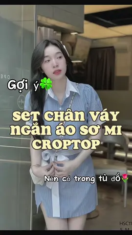 Set chân váy ngắn và áo sơ mi kẻ crotop #huongjasminecloset #xuhuong #thoitrangnu #vayxinh #setvay #setvayxinh 