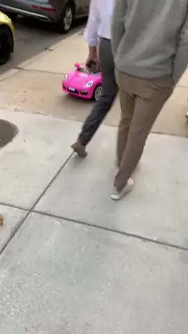 Cute Dog rides a Cute Pink Minicar 💕💕💕