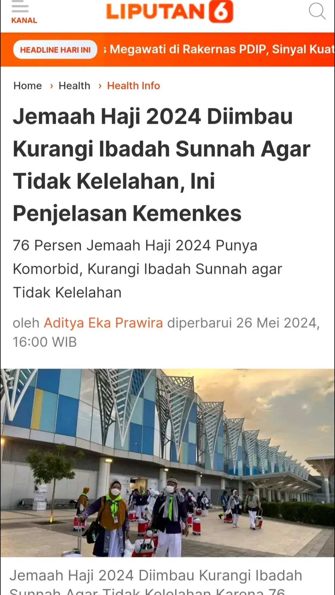 ### Jemaah Haji 2024 Diimbau Kurangi Ibadah Sunnah Agar Tidak Kelelahan Jakarta - Kemenkes mengimbau jemaah haji 2024 untuk mengurangi ibadah sunnah agar tidak kelelahan, mengingat 76% di antara mereka memiliki penyakit komorbid seperti hipertensi, diabetes, dan jantung.  Menurut Kepala Pusat Kesehatan Haji, Liliek Marhaendro Susilo, penyesuaian aktivitas penting untuk mencegah kondisi serius. Jemaah disarankan menjaga kesehatan, terutama menjelang puncak ibadah di Arafah, Muzdalifah, dan Mina (Armuzna). Liliek juga mengingatkan calon jemaah untuk cukup beristirahat sebelum berangkat dan mengatur silaturahmi jauh-jauh hari sebelumnya agar tidak lelah dalam perjalanan. #Haji2024 #Kesehatanhaji #Ibadahsunnah #Komorbid #Kemenkes #Armuzna #Sehatsaathaji  #Ibadahaman #new #update #ayo_hajiumroh #Haji2024 