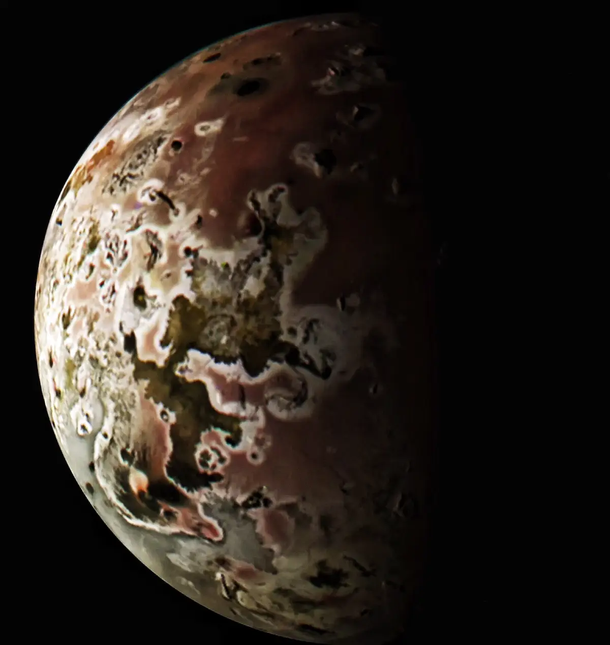 A new image of the volcanic moon Io taken by NASA's Juno probe.#fypシ゚viral🖤tiktok #music_space #galaxy #universe 