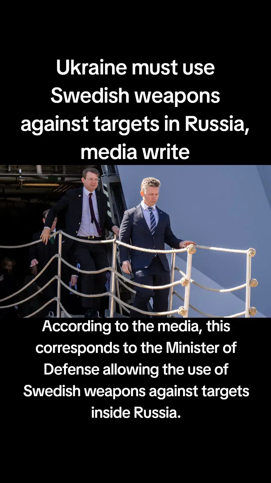 whether Ukraine may hit targets inside Russia with American-donated weapons, Sweden's defense minister has apparently taken a position on the matter. Asked whether Ukraine may use Swedish-donated #weapons to hit targets inside #Russian territory, Minister of Defense Pål Jonson replied to the #medium #Hallandsposten : - #Ukraine is exposed to an unprovoked and illegal war of aggression from #Russia . According to #international law, #Ukraine has the right to defend itself through #military actions directed at enemy territory, as long as the #military actions comply with the laws of war. #Sweden stands behind #international #law and #Ukraine 's right to defend itself. According to the media, this corresponds to the Minister of #Defense allowing the use of Swedish #weapons against #targets #inside #Russia .