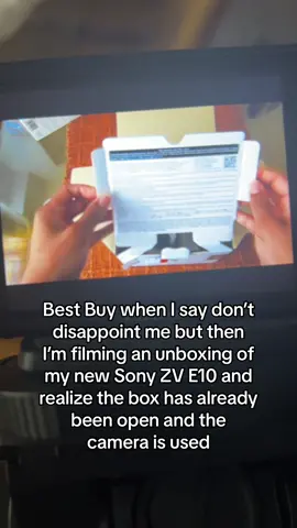 If you open the camera box and it looks like this..its used 🫠  full vlog and set up of my *new camera* is on my youtube channel 🔗 in bio #bestbuy #sonyzve10 #vloggingcamera #heyitskimberlee #sonyzve10unboxing 