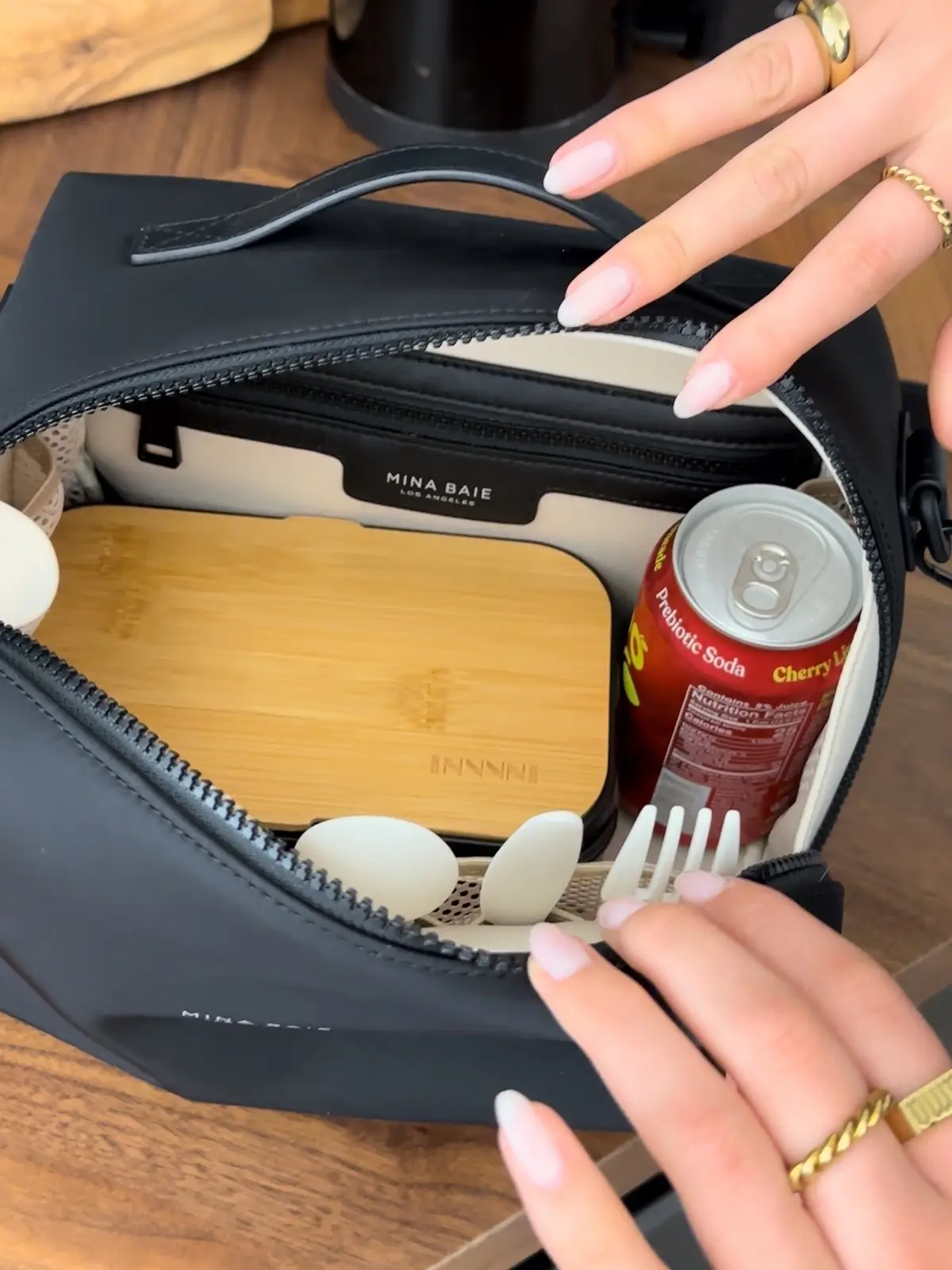 To be packed in a beautiful bag Luca lunch bag. Lined with neoprene to keep food & drinks nice and cool. Designated loops for utensils and a minimal, chic design that youll proudly take to the office! #lunchbag #lunchbox #lunchtime #fyp #virall 