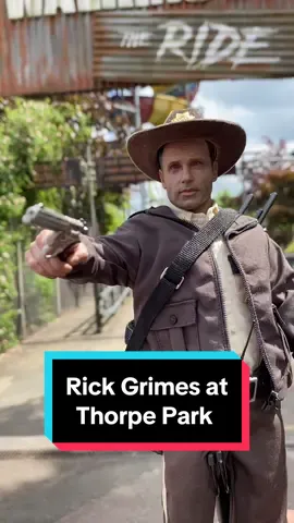 Not everyday you see Rick Grimes at The Walking Dead Ride 😱 #thorpepark #thewalkingdeadride #threezero #rickgrimes #foryou #fyp #fypシ゚ #xyzabc #xyzbca #viral 