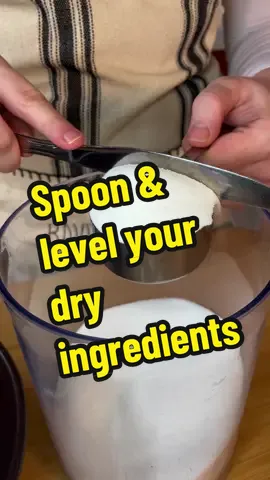 This is an essential step in improving your baking. Aside from measuring your ingredients by weight, spooning & leveling your measurements is the best way to get accurate measurements of your dry ingredients! #baking #cooking #cookingtips #dragqueen 