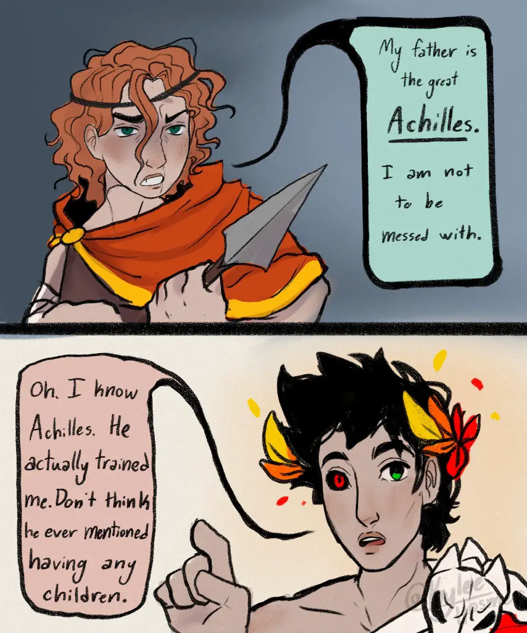 Achilles has a whole ass son and I think it'd be silly if he met Zagreus  #hadesgame #pyrrhus #zagreus #neoptolemus #greekmythology 