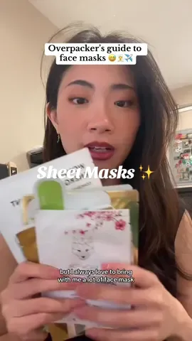 Who also overpacks when they travel? 🙋‍♀️ let me show you the face masks i am bringing to my trip, gotta glow the whole time ✨ SK-II Facial Treatment Masks @SK-II Therabody Red Light Therapy Mask @Therabody Ray sheet masks #skincareroutine #2025bride #girlssupportinggirls #kbeauty #asianskincare #traveltips 