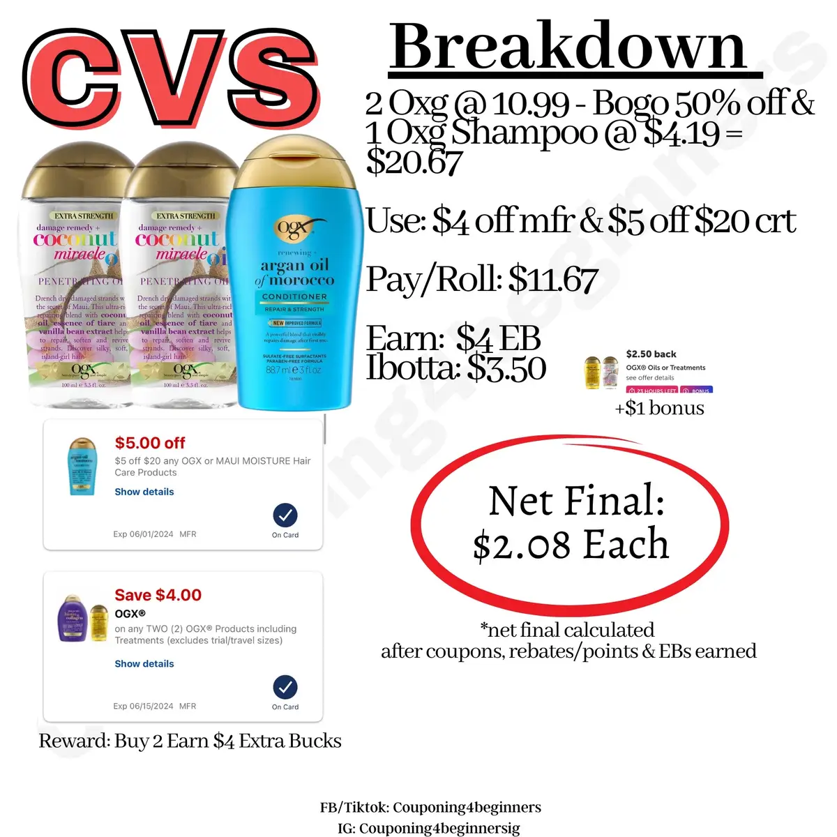 In Store CVS Deals 🩷 week of 05/26 📌Need ibotta Use code: nxdbavk 📌Need Fetch Use code: PCA6R1 For any offers/breakdowns always confirm on your app that you have them available prior to making purchases.  ⚠️You can make these purchases in one transaction or split them into more than one. I recommend one at a time and rolling your extra bucks into the next transaction. ✨You can also roll extra care bucks you may have from previous purchases to pay and lower your out of pocket; & you will still receive extra care bucks for qualifying offers.  ‼️if the deal is a spend deal and you are using CRTs plus attempting to order online/via the app, the spend amount will be calculated differently. I only complete spend deals in store.  #couponing4beginners #coupon #cvs #couponing #couponer #deals #howtocoupon #learntocoupon #howtosave #howtocoupon 