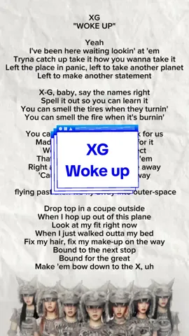 Bagian 1 l lyric XG - Woke up  #jpop #jpopfyp #lyrics #lirik #wokeupxg #xglyrics #fyp #my 