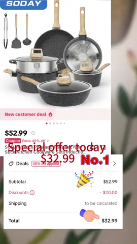 You need this set! 😮‍💨 its $20 off right now with free shipping!! Such a steal!👏🏼  #soday #potsandpans #viralpotsandpans #kitchen #sale 