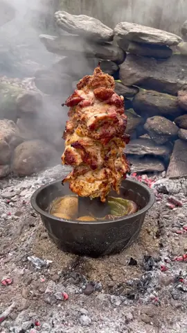 Chicken Shawarma on a Wood Skewer?! 😍🔥 #chicken #shawarma #cooking #outdoorcooking #cookingasmr 