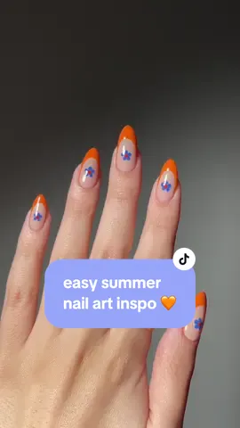 easy summer nail art inspo 🧡 products used: hide the rum! + porter + that’s the ticket + dotting tool kit + detail brush  #summernails #easynails #frenchnails #frenchtips #flowernails #trendynails #nailartinspo #athomenails #nailartvideos #nails 