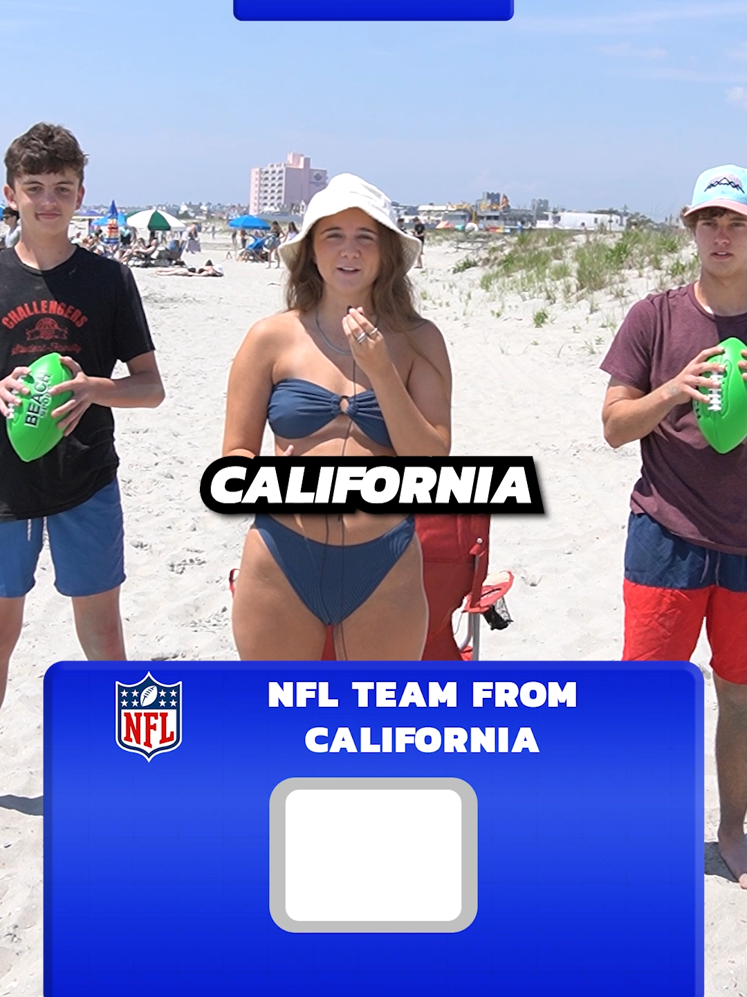 NFL Trivia On The Beach!😤 @rossitakes #nfl #nfltrivia #cowboys #texans #49ers #patriots #buccaneers