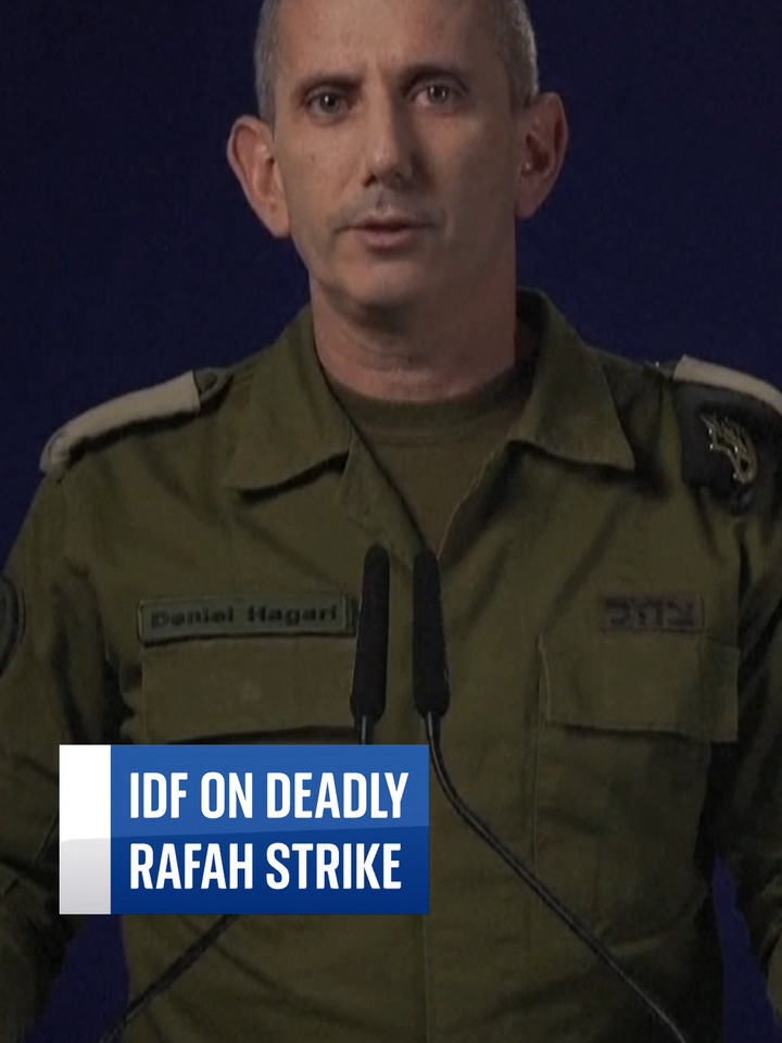 Following widespread condemnation for the strike that killed dozens of civilians in Rafah, the IDF said it was still investigating the cause of the fire. Rear Admiral Daniel Hagari suggested that the fire could have broken out after the strike hit a munitions storage area. #Israel #Hamas #War #Rafah #IDF #Investigation #Palestine #Attack