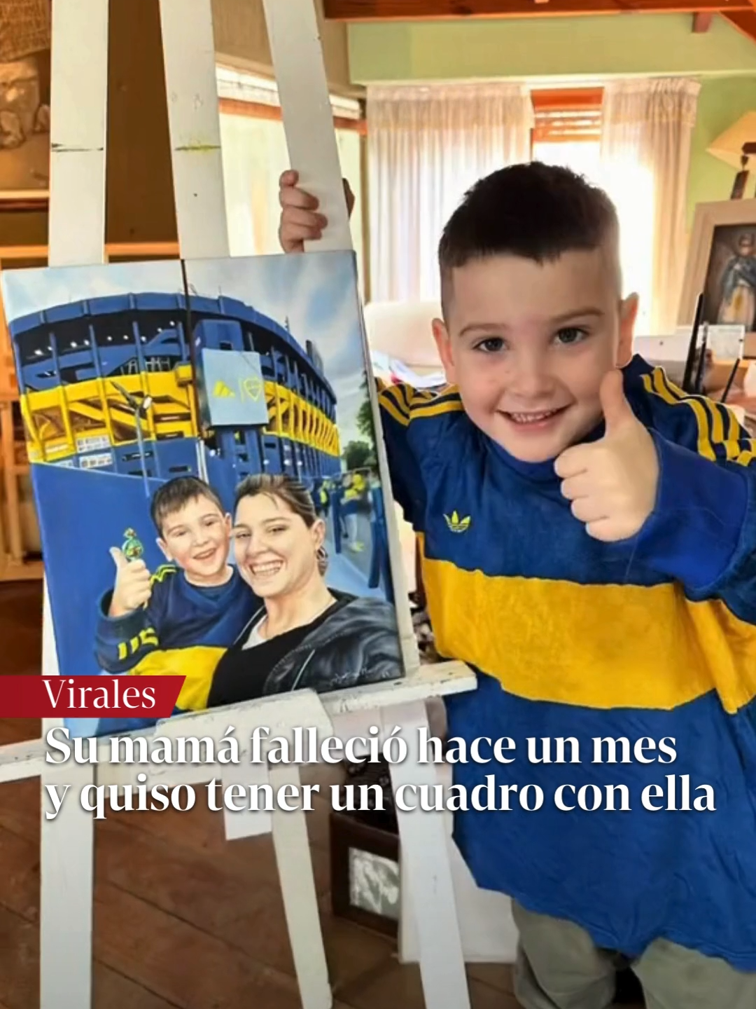 🥹♥️ Su mamá falleció de cáncer y él quiso tener un cuadro con ella y la cancha de Boca Juniors de fondo. 🎥 @agostinamauroarte