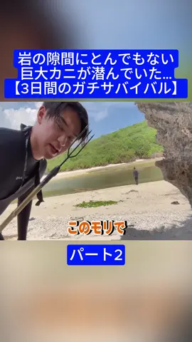 岩の隙間にとんでもない巨大カニが潜んでいた…【3日間のガチサバイバル】パート2 #水ラーメン #fishing #beach #Vlog #fypシ゚viral #foryoup #viralvideo
