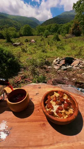 🇬🇷 Carbonara with homemade pasta beneath the mountain of the gods ⛰️🪓🔥 #outdoorcooking #cooking #asmr #Foodie #campfirecooking #nature #greece #fyp #mountain #olympus #foryoupage #fypシ゚viral #foodtiktok 