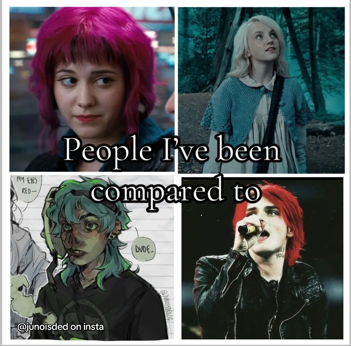 The gerard comparison happened when i had red hair but i don’t have any good pictures of that😭#alternative #ramonaflowers #lunalovegood #salfisher #sallyface #mychemicalromance #gerardway #hairdye