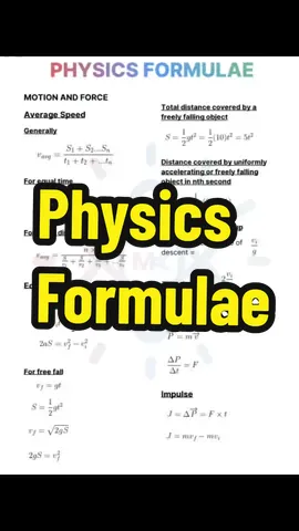 Physics Formulae  #physics #formula #physicsfun #formulas #syllabus #mdcat #mdcat2024 #viral #trending #foryou #study #studytips #tiktok 