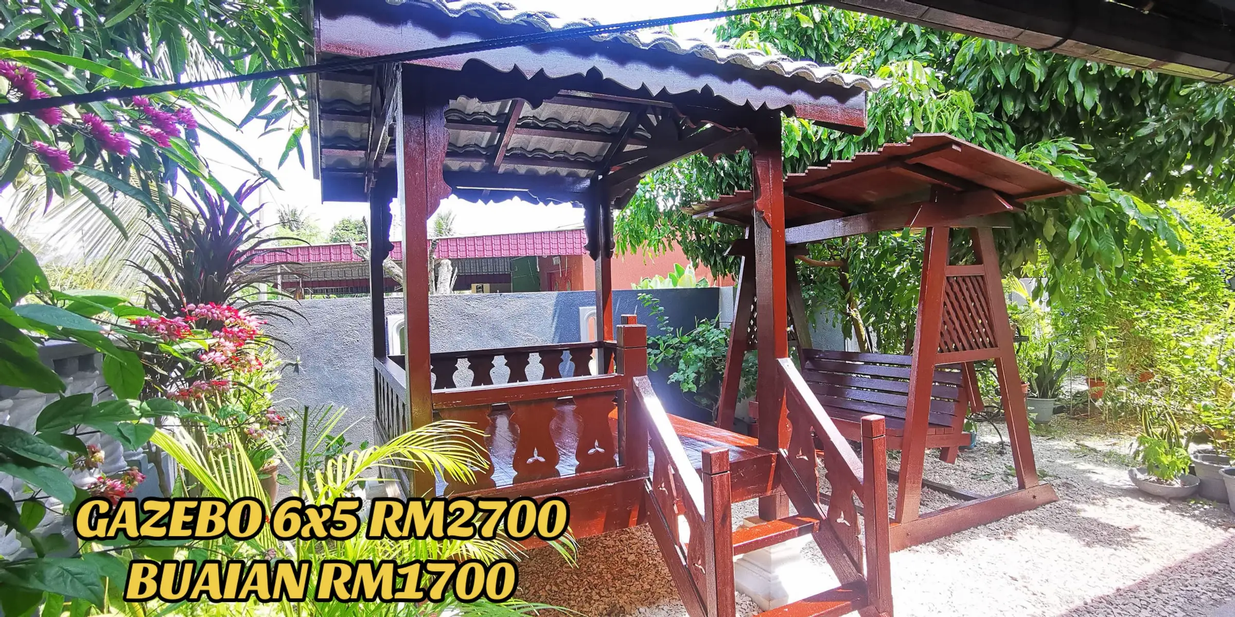 Selamat mendarat di Chemor,Perak. Gazebo 6x5 rm2700. Buaian rm1700.  #ASGbinaNIAGAempire #ASGroup #gazebomurahperlis #fypシ゚viral #sayaanakperlis #rumahkayu #gazebominimalis #carimakanbossku #woodengazebo #perlismai💙💛 #pondokrehat #gazebolife #fyp @budakPetak @Mat dem @norzaim ahmad @Azam @zaifulazari 