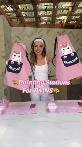 Setting up cute painting station for my twins! Do you like their masterpieces? 🎨🤩💕