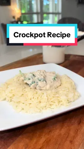 White wine chicken sauce served over rice #crockpotrecipe #crockpotdinner #dinner #crockpot #chicken #rice #Recipe #easydinner #EasyRecipe 
