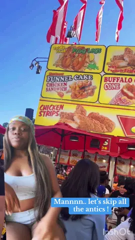 The LA County Fair is every May in Pomona, CA …if you’re out here at that time , do GO ! i definitely enjoyed my Memorial Day ! 🇺🇸🥰🎡🌭 Hot Honey Funnel Cake chicken sandwich 🍗 🧇 - 10 out of 10 tasted like chicken and waffles! 😍 these two older black women were sitting next to me while i ate it they couldn’t believe i ate the whole thing 😭🤣 i love my black ppl  Pineapple Whip Raspberry Float - 7 out of 10 … the pineapple whip part was good also DAIRY FREE .. the slush was just unnecessary.. i WILD OUT lmfao but if you love sweets this will be a go to. I should’ve just got the WHIP 🍦  Pickle Slice 🥒 🍕- 1 out of 10 …. I tried it because YOLO but it was just salty 😭 took the pickles off .. it was no sauce 🥫 or nun just cheese. Wish i could get my $10 back. But the ppl i was with said the regular slices was good so HEY ! U win some u lose some They had other foods like big a$$ turkey legs , churros , they had ppl drinking out of BIG BABY BOTTLES 🍼 😂 , the alcoholic drinks came in the shakers that they make it in 😂🔥 it was LIT !  #lacountyfair #losangelesfood #losangeles 