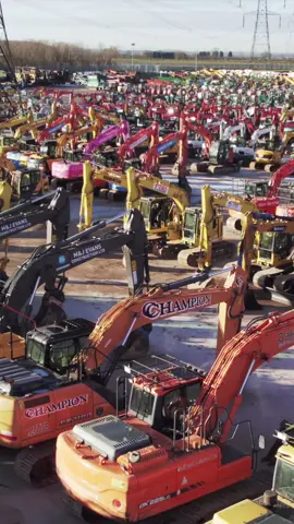 Hundreds of items of heavy equipment assembled and ready for an upcoming auction