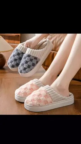 Plaid splicing male and female couples indoor and outdoor corduroy warm cotton slippers #tiktokaffialiatemarketing  #trending  #buynow 