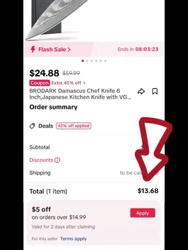 Big sales! $5 coupon more for everyone,check your order!#fyp #knifeset #knives #cooking #food #amazon 