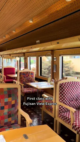 Train running closest to Mt.Fuji. We took the first class on the Fujisan View Express which has this beautiful unique interior, accompanied by train crews catering us and explaining things along the route. We didn’t get to see Fujisan while on the train which was a bit unlucky for us 🥺.  But the overall experience was very good. As a train lover, I was excited to see a section of the world fastest train Maglev’s track. I got excited to see it more than Mt.Fuji haha We took it from Otsuki station to Kawaguchiko station.  JR east pass can be used here with additional first class fare. Reservation needed.  #japan #fuji #fujiviewexpress #富士山　#日本　#旅行　#travel 