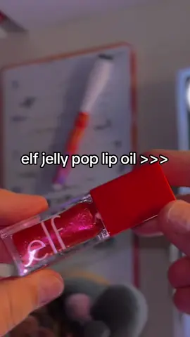 im actually obsessed with this lip oil right now??? it smells SO good! smells just like the watermelon scent in the jelly pop primer! and with glitter! have you tried this oil yet? @elfcosmetics #elf #lipoil #jellypop #makeup #beauty #fyp #new #glitter #coquette #viral #foryou 