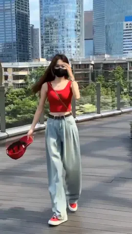 Quần jean ống rộng xếp ly cạp cao #quanjeannu #quanongrong #macxinh #thinhhanh #videoviral 